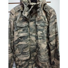 Мужская куртка осень-весна ARMED FORCES , на синтепоне , длинная С накладными карманами , хлопок 100% , цвет хаки , размер 4XL