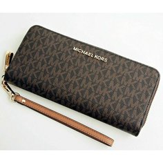 Кошелек MICHAEL KORS, фактура зернистая, матовая, тиснение, коричневый