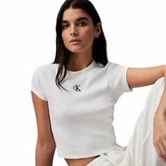 Футболка CALVIN KLEIN CK RIB BABY TEE, размер TM, белый