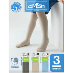 Колготки Omsa, 3 шт., размер 92-98/13-14, бежевый, серый, синий