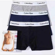 Трусы CALVIN KLEIN, комплект из 3 шт., размер S, черно-синий