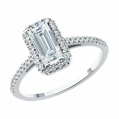 Кольцо SOKOLOV, белое золото, 585 проба, бриллиант выращенный, размер 17