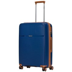 Чемодан Robinzon Madeira Plus, 70 л, синий, коричневый