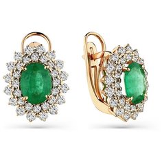Серьги Master Brilliant, красное золото, 585 проба, изумруд, бриллиант, , золотистый
