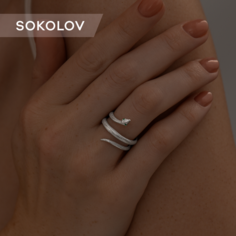 Кольцо SOKOLOV, серебро, 925 проба, родирование, фианит, размер 16.5, бесцветный