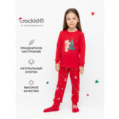 Пижама crockid К 1541/насыщенно-красный,мишки на празднике, размер 60/116, красный