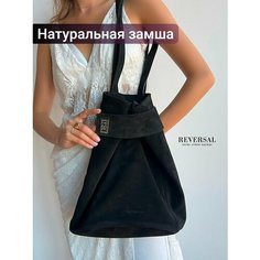 Сумка Reversal, фактура матовая, черный/замша