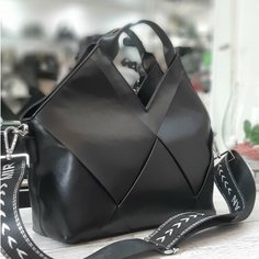 Сумка тоут Bagira, фактура плетеная, чёрный