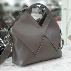 Сумка тоут Bagira, фактура плетеная, серый