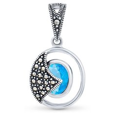 Подвеска Silver WINGS, серебро, 925 проба, марказит, фианит, голубой, серебристый