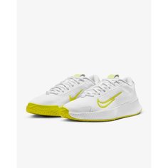 Кроссовки NIKE Court Vapor Lite 2, размер 36.5EU / 6 US / 23 см, бело-желтый
