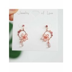 Серьги пусеты, эмаль, белый, золотой, розовый, желтый Без бренда