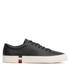 Кеды Tommy Jeans CORPORATE LEATHER DE, размер 42 EU, черный