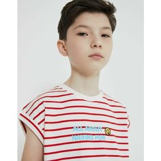 Майка Gloria Jeans GJ COOL, размер 4-6л/110-116, молочный/красный