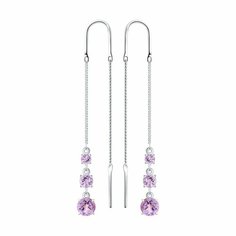 Серьги цепочки Diamant online, серебро, 925 проба, аметист, длина 6 см, , фиолетовый