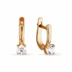 Серьги Diamant online, красное золото, 585 проба, фианит, длина 1 см, , прозрачный