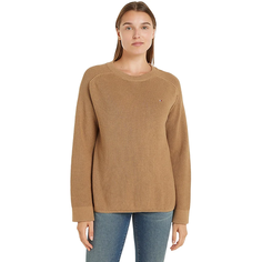 Джемпер TOMMY HILFIGER CO CARDI STITCH C-NK, размер L, , коричневый