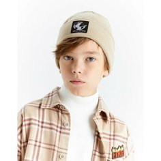 Шапка бини Gloria Jeans, размер 6-8л, бежевый