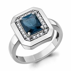 Кольцо Diamant online, серебро, 925 проба, Лондон топаз, фианит, размер 18.5, голубой