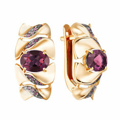 Серьги Яхонт, золото, 585 проба, ситалл, , бордовый