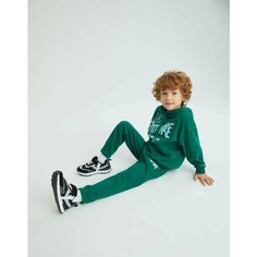 Брюки спортивные Gloria Jeans, размер 12-24мес/86-92, темно-зеленый