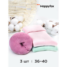 Носки Happyfox, комплект, 3 пары, размер 36-40, зеленый, розовый