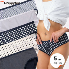 Трусы Happyfox Для женщин, размер 2XL, белый, синий, мультиколор