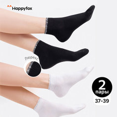 Носки Happyfox Для женщин, размер 23-25, , белый/черный