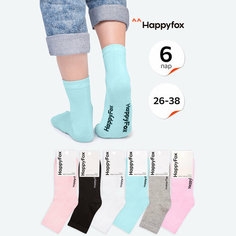 Носки Happyfox Для девочек, размер 16-18, , черный, голубой, серый, белый