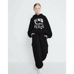 Брюки спортивные Gloria Jeans GJ COOL, размер 8-10л/134-140, черный