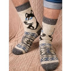 Носки Happyfox для мужчин, размер 44-46, бежевый/серый