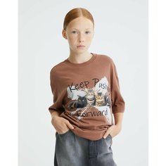 Футболка Gloria Jeans GJ COOL, размер 12-14л/158-164, коричневый
