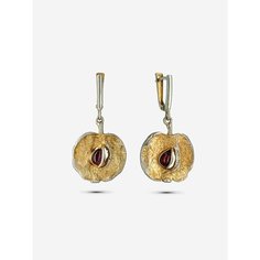 Серьги L-Silver, серебро, 925 проба, оксидирование, родолит, , желтый, серебристый
