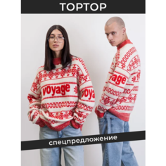 Свитер TOPTOP, размер 42, , красный/белый