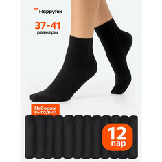Носки Happyfox, комплект, 12 пар, размер 23-25, черный