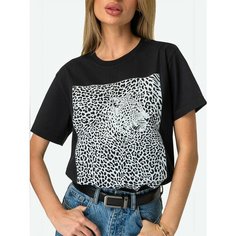 Футболка Happyfox Для женщин, размер 46, черный, белый