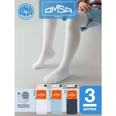 Колготки OMSA KIDS, 3 шт., размер 140-146, белый, синий, голубой