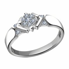 Кольцо Diamant online, белое золото, 585 проба, бриллиант, размер 18, прозрачный