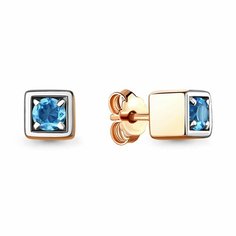 Серьги пусеты Diamant online, серебро, 925 проба, золочение, топаз, длина 0.5 см, , голубой