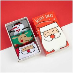 Носки Kaftan 3 пары, размер 14/16, , красный, серый, зеленый