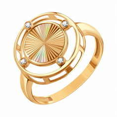 Кольцо Diamant online, красное золото, 585 проба, фианит, размер 18, бесцветный