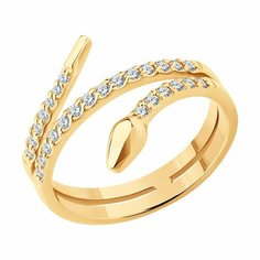 Кольцо Diamant, красное золото, 585 проба, фианит, размер 17.5