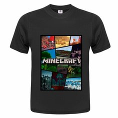 Футболка Детская ONEQ 116 (6-7) размер с принтом Minecraft, черная, размер 6-7, черный