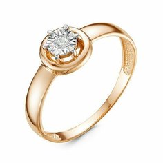 Кольцо Diamant online, красное золото, 585 проба, бриллиант, размер 17.5, прозрачный