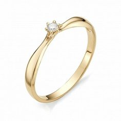 Кольцо помолвочное Diamant online, красное золото, 585 проба, бриллиант, размер 15, прозрачный