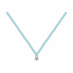 Колье Diamant online, серебро, 925 проба, родирование, фианит, длина 42 см., голубой