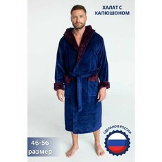Халат , размер 2XL, синий Нет бренда