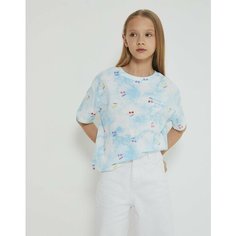Футболка Gloria Jeans GJ COOL, размер 4-6л/110-116, белый/голубой