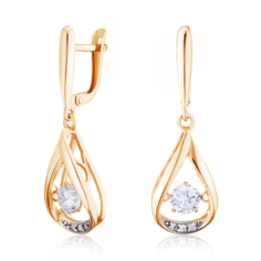 Серьги Ювелир Карат, серебро, 925 проба, золочение, фианит, , золото