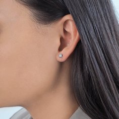 Серьги пусеты Ювелир Карат, красное золото, 585 проба, фианит, длина 0.5 см, , золотой